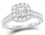 1.50 Carat (ctw G-H, I1-I2) Diamond Engagement Bridal Halo Ring in 14K White Gold
